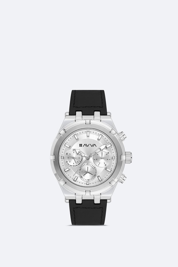 Men's Black Leather Watch B009054