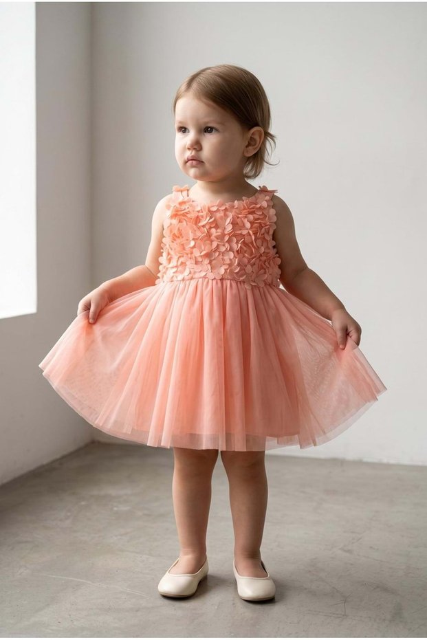 Girl's Dress, SALMON