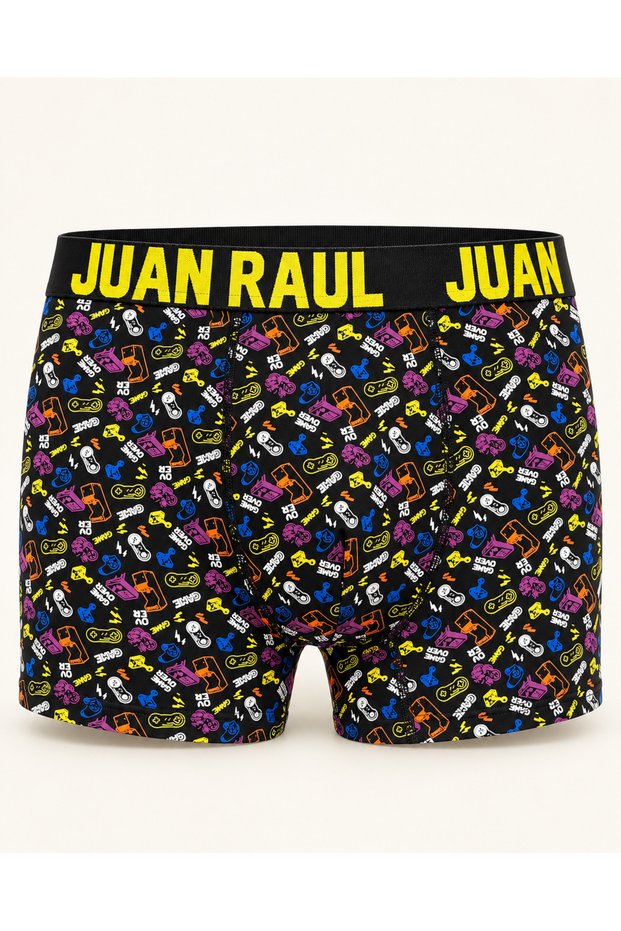 Black "Game Over" Video Game Console-Printed Cotton Men's Boxer Shorts - DB362