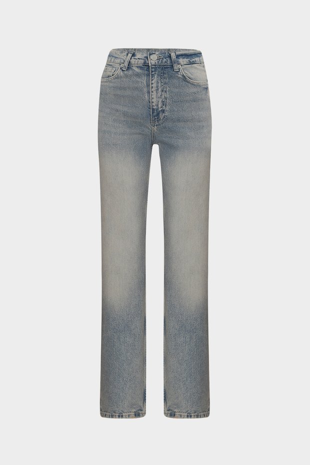 High Waist Snow Wash Flare Lycra Women's Jean Trousers
