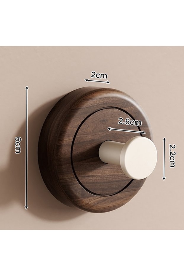 Walnut Wood-White Walnut Wood Suction Cup Hooks Punch-free Bathroom Robe Coat Towels Key Hanger Suck
