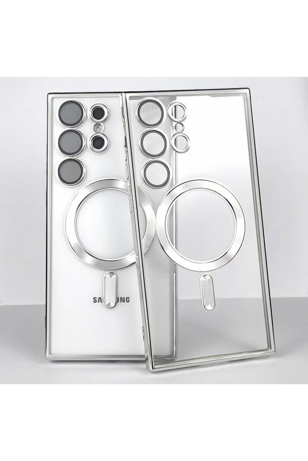 Galaxy S24 Ultra Silver Luxury Plating for Magsafe Magnetic Wireless Charging Case for Samsung Galax