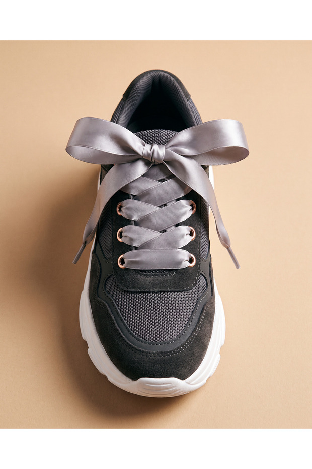 Silver Gray Satin Ribbon Laces 120 cm for Sneakers and Canvas Shoes