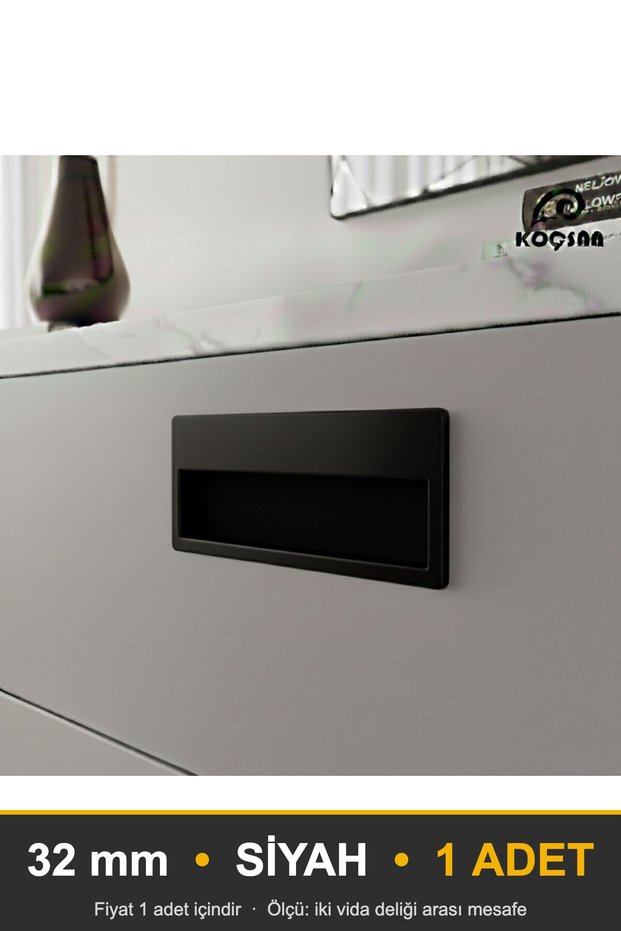 Recessed Black 32 mm Handle Luxury Country Kitchen Furniture Cabinet Drawer Handle