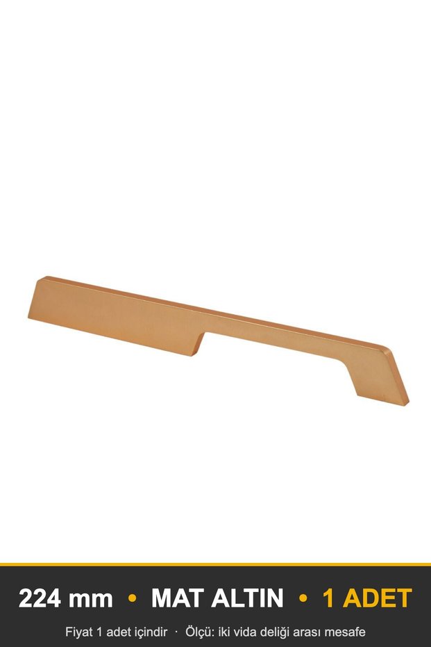 Ayla Modal Furniture Handle, 224 mm, Matte Gold, Kitchen Cabinet and Drawer Handle