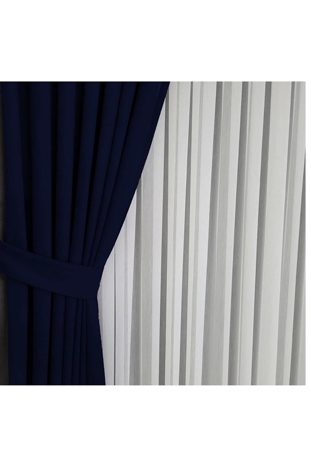 DARK NAVY BLUE, TIGHT-PLEATED 1X3 Drapery Curtain, Single Panel