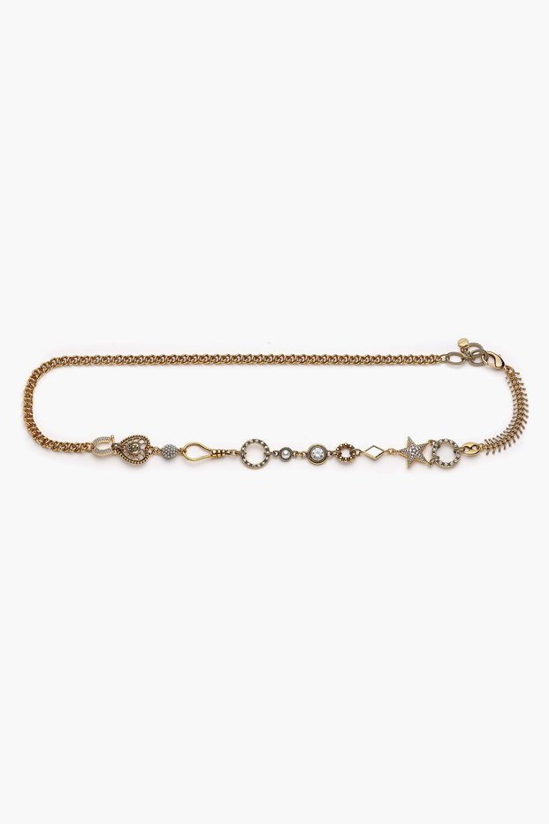 Opulence Star & Heart Charm Gold Plated Chain Belt