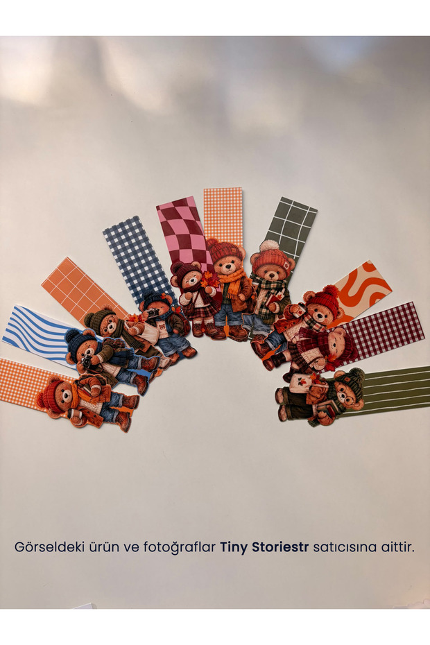 Bookmarks - Fall & Winter Teddy Bear Print Custom-Cut Set of 10 - tinystoriestr