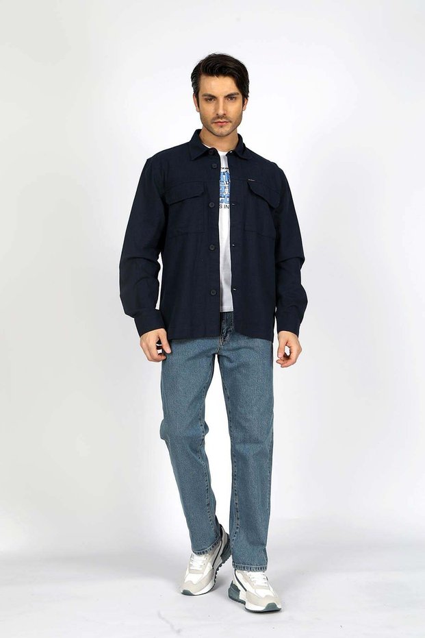 Newkar Men's 100% Cotton Woven Jacket, Navy Blue