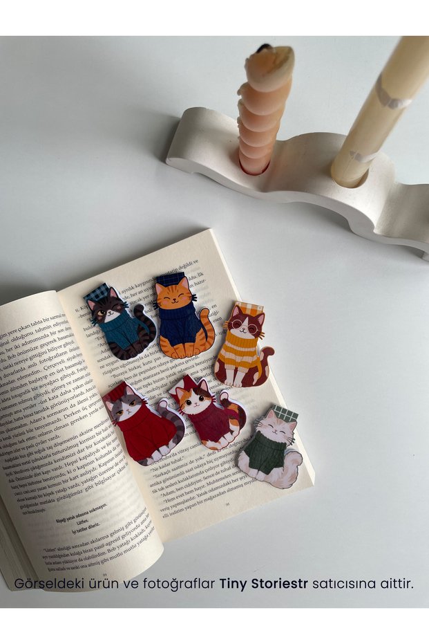 Magnetic Bookmark - Fall Cat Theme - 1/6 Pieces - tinystoriestr - Magnetic Bookmark Page Marker