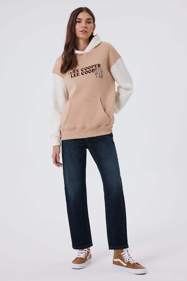 Jenny Women's 100% Cotton Sweatshirt, Beige-White