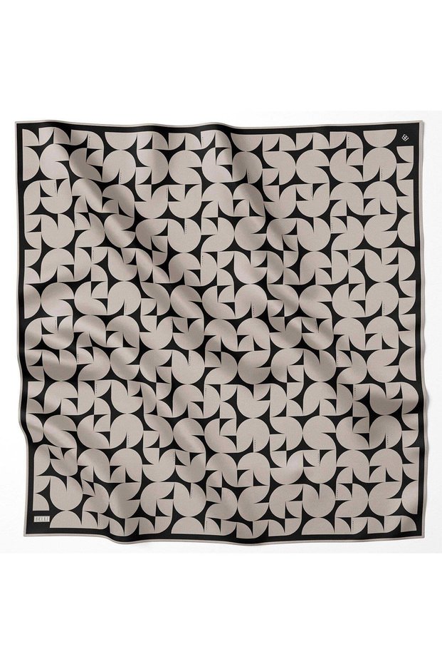 Silk Scarf - 4117-84 Stone Black Tulle