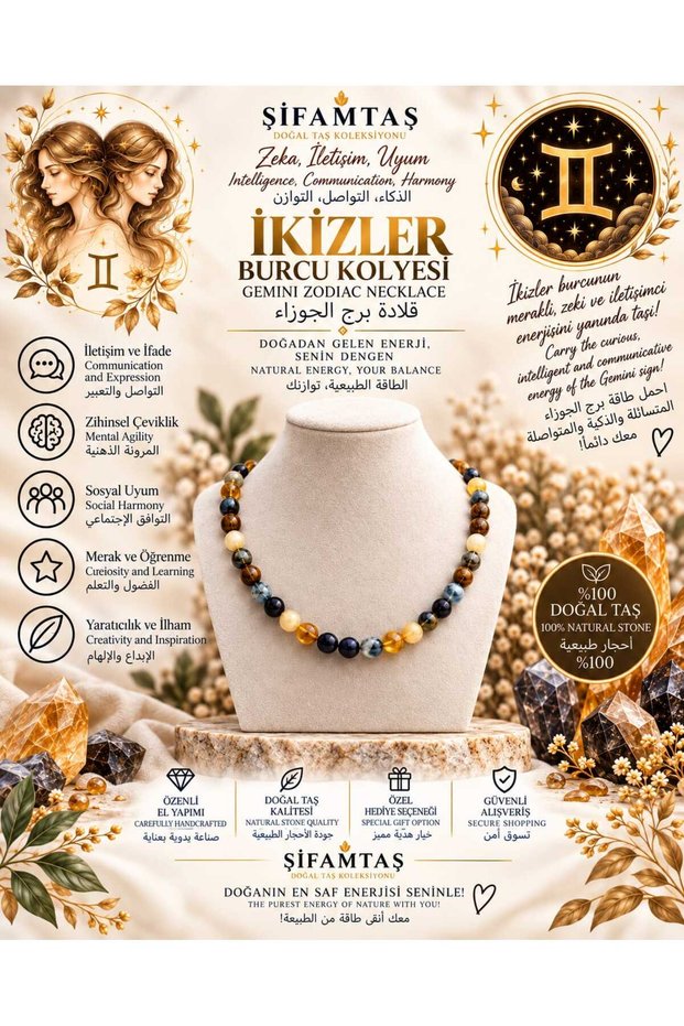 Gemstone Necklace for Gemini Zodiac Sign