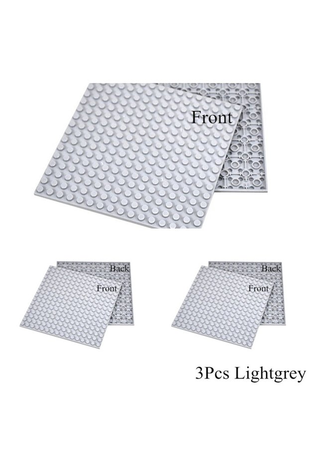 3Pcs Lighgrey 3Pcs Plates 16 x 16 Double Sided Baseplate Building Blocks Base Plate MOC City Parts E