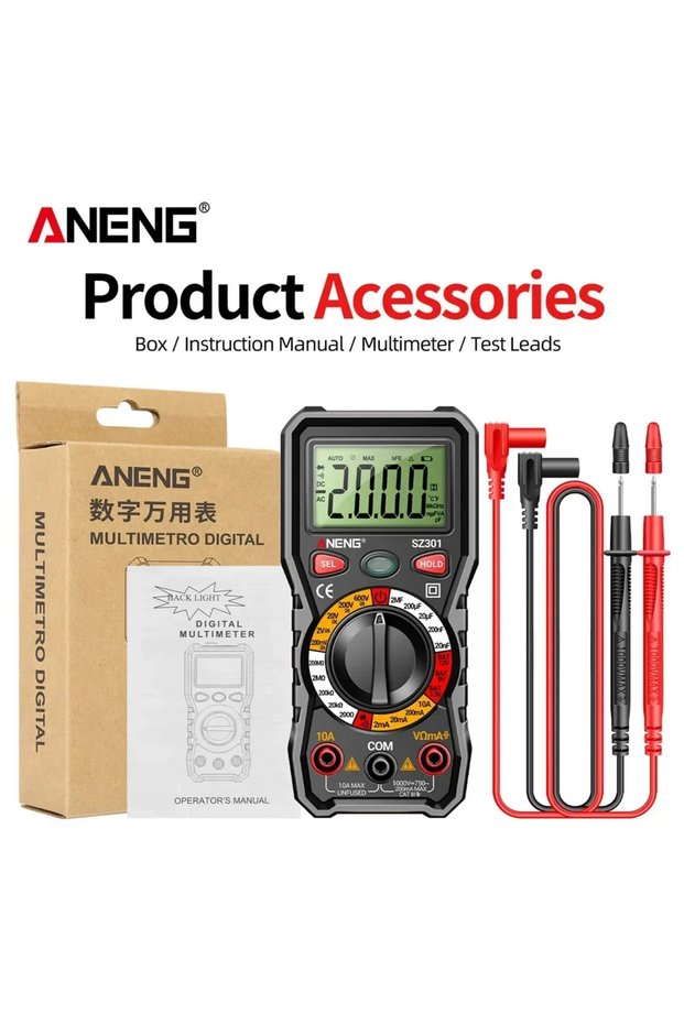 ANENG Black with box ANENG SZ301 Digital Multimeter Multi Range AC/DC Voltage Current Resistance Aut