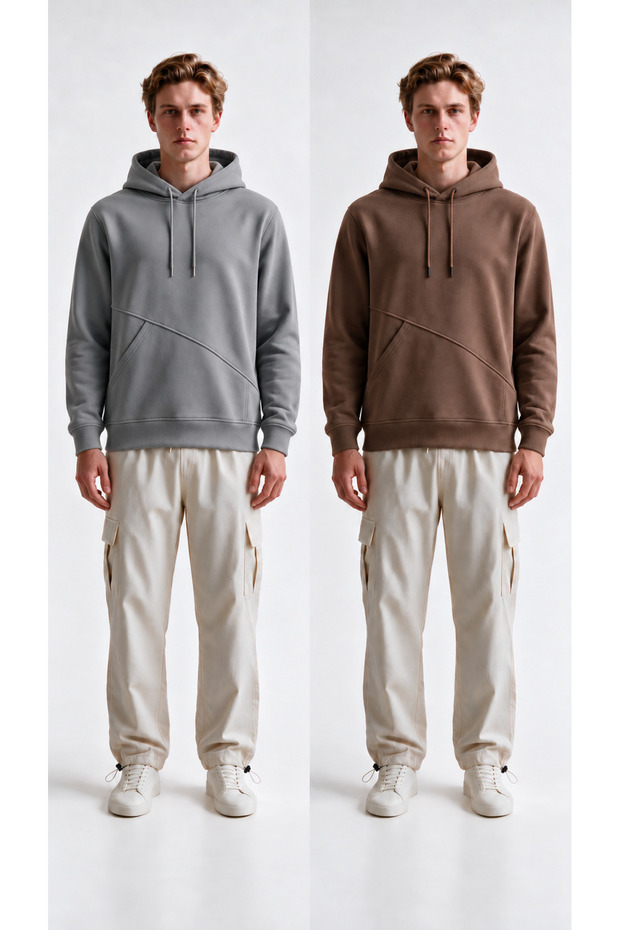 Men's 2-Pack Hooded Sweatshirt with Side Pockets, 3-Ply, Soft-Textured