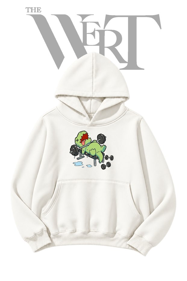 T-Rex Workout Pre-Printed White Hooded Sweatshirt (2-Ply)