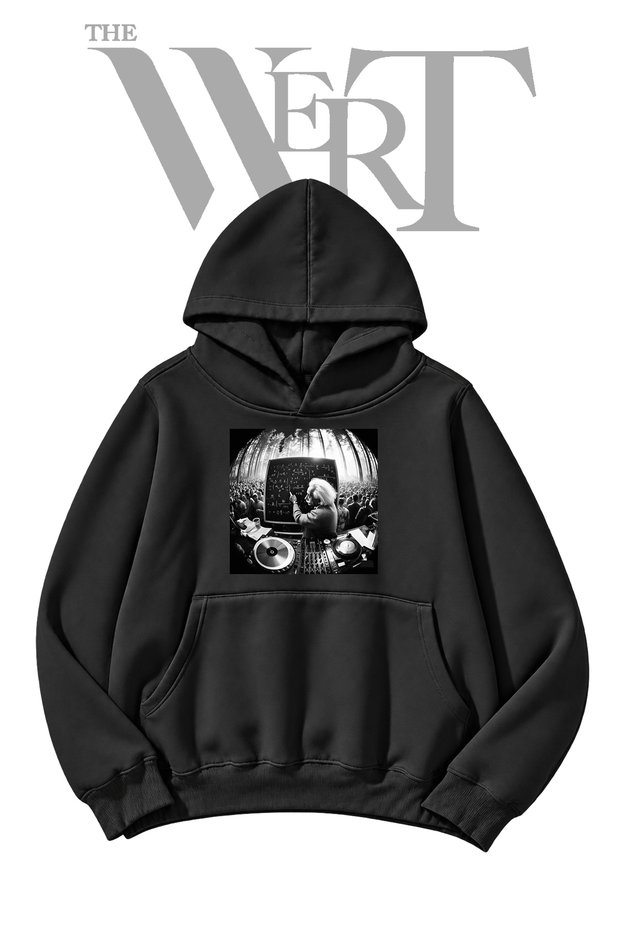 Einstein DJ Unprinted Black Hooded Sweatshirt (2-Ply)