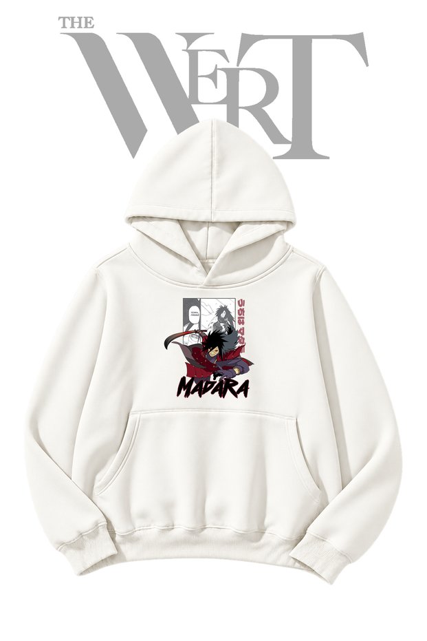 Madara Uchiha Pre-Printed White Hoodie (2-Ply)