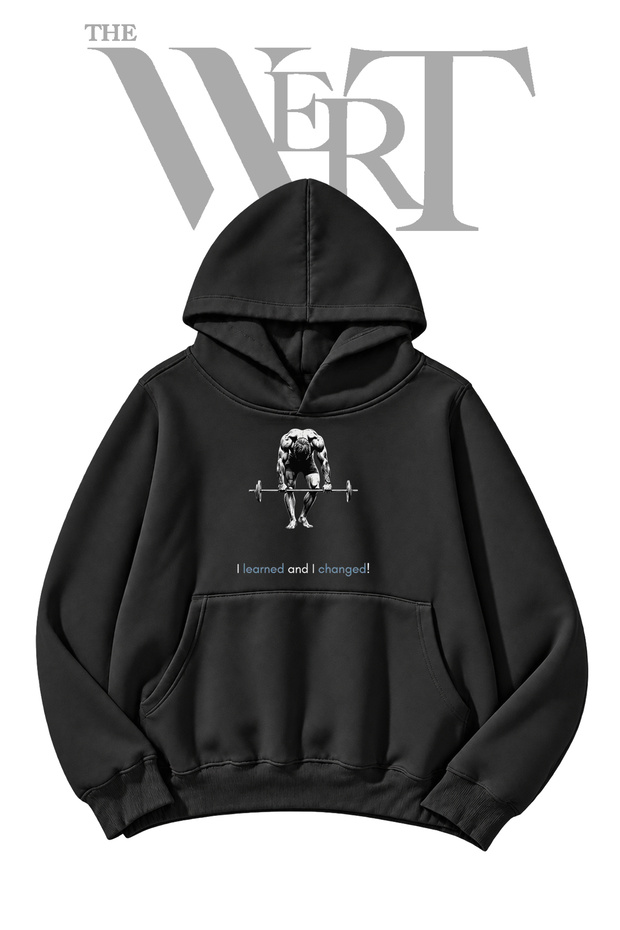 Muscular Man Pre-Printed Black Hooded Sweatshirt (2-Ply)