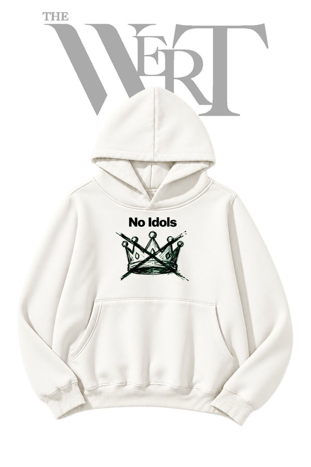 No Idols Unprinted White Hooded Sweatshirt (2-Ply)