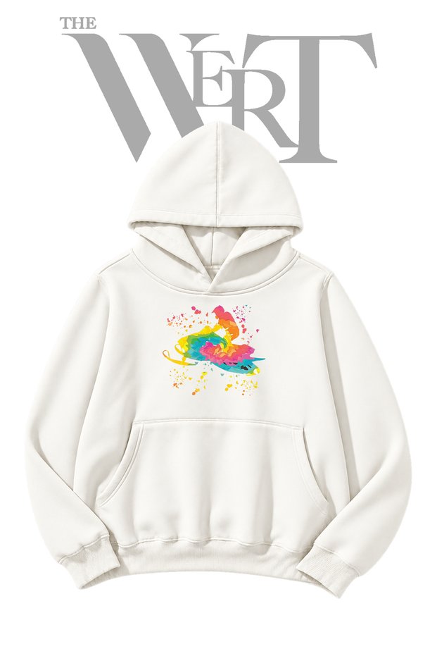 Snowmobile Art Pre-Printed White Hooded Sweatshirt (2-Ply)