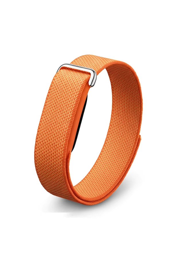 Google Fitbit Air-Compatible EX01 Woven Strap, Orange, Breathable Fabric, Adjustable Metal Buckle, Lightweight, Flexible