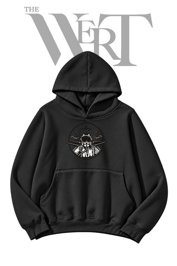 War Pilot Pre-Printed Black Hooded Sweatshirt (2-Ply)
