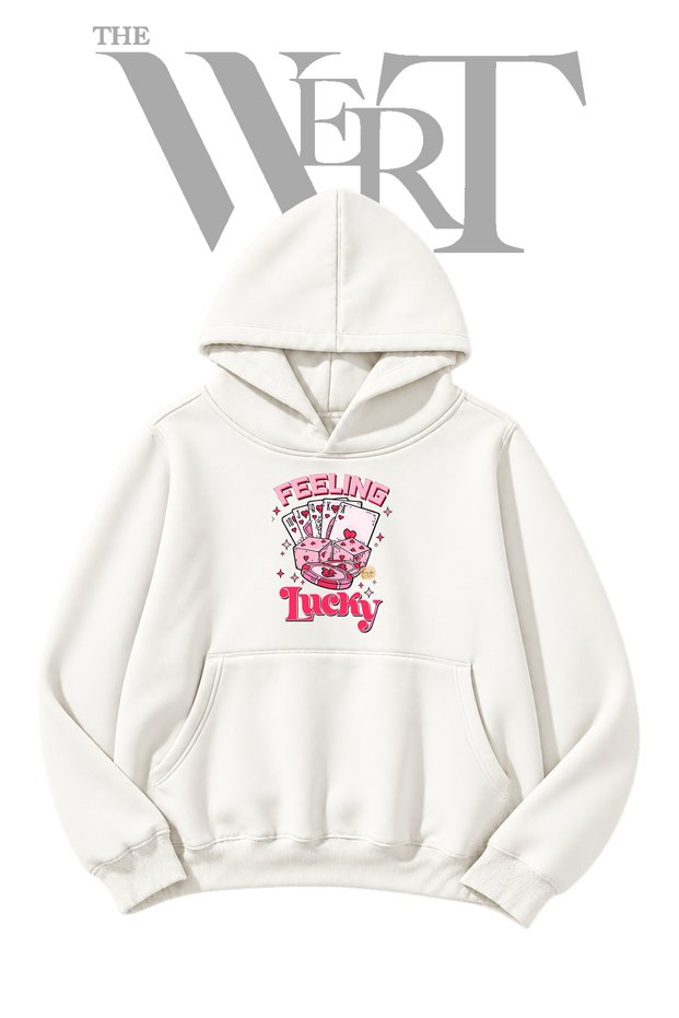 Gambling Hearts Pre-Printed White Hooded Sweatshirt (2-Ply)