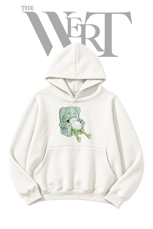 Lazy Frog Pre-Printed White Hooded Sweatshirt (2-Ply)
