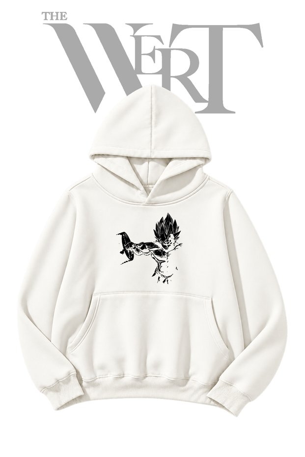 Vegeta Super Saiyan Unprinted White Hooded Sweatshirt (2-Ply)