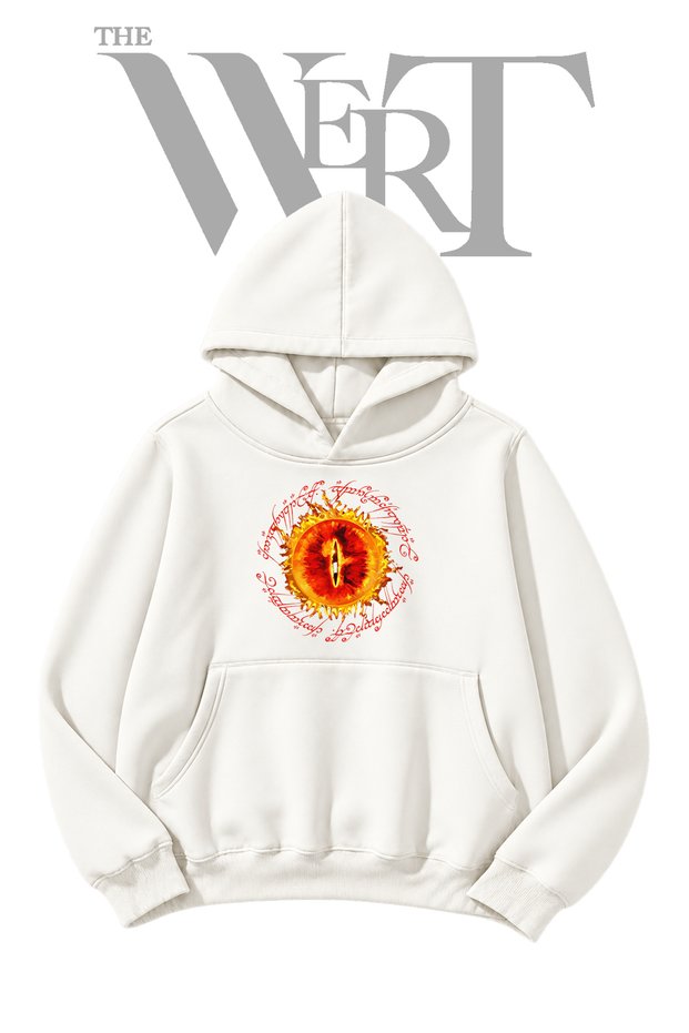 Eye of Sauron Pre-Printed White Hooded Sweatshirt (2-Ply)
