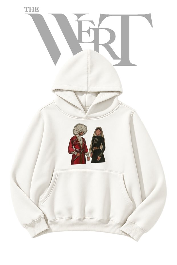 Kafkas Apparel Pre-Printed White Hooded Sweatshirt (2-Ply)