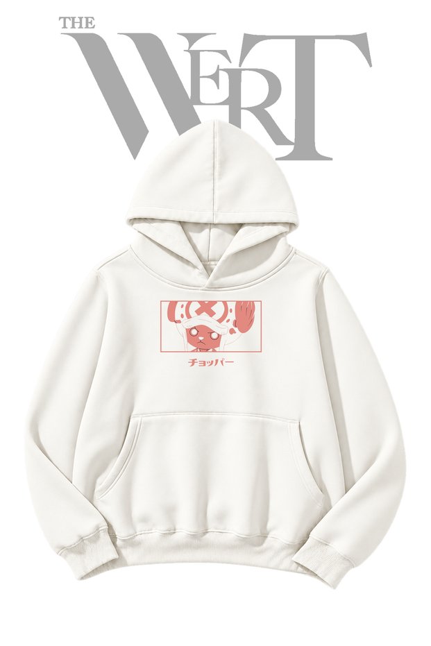 Chopper One Piece Pre-Printed White Hooded Sweatshirt (2-Ply)