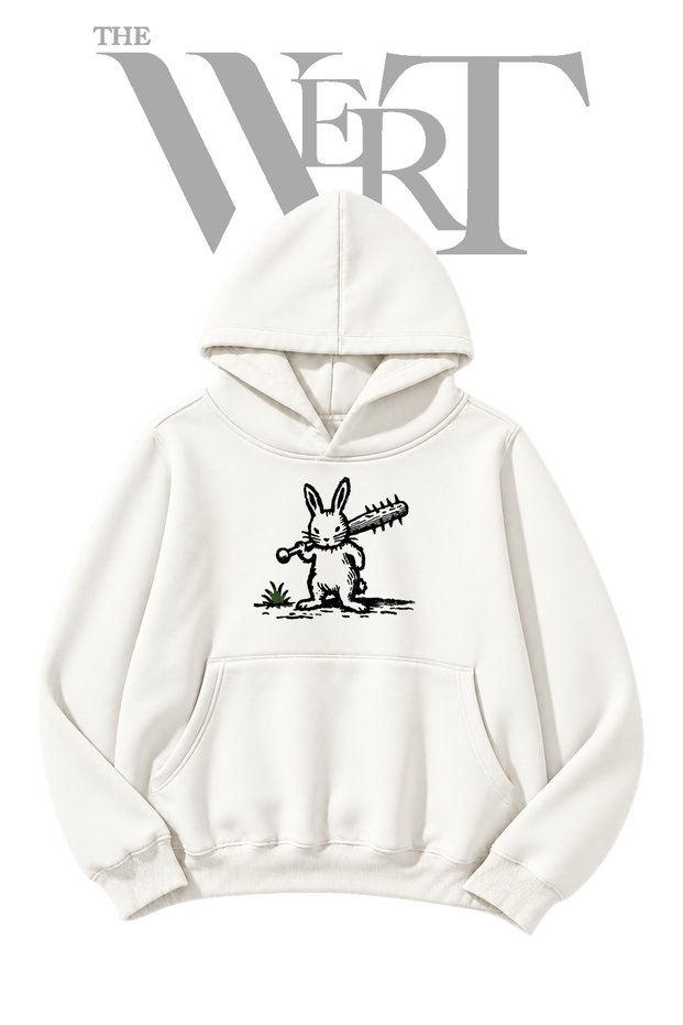 Savasci Rabbit Pre-Printed White Hooded Sweatshirt (2-Ply)