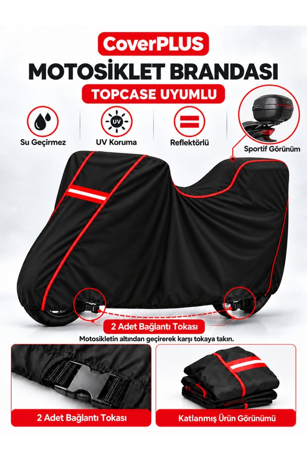 Yuki Active 50 Rear Bag-Compatible Cover (BLACK WITH RED TRIM) Motorcycle Cover, Motorcycle Tent, Motorcycle Cover, Top Case Compatible