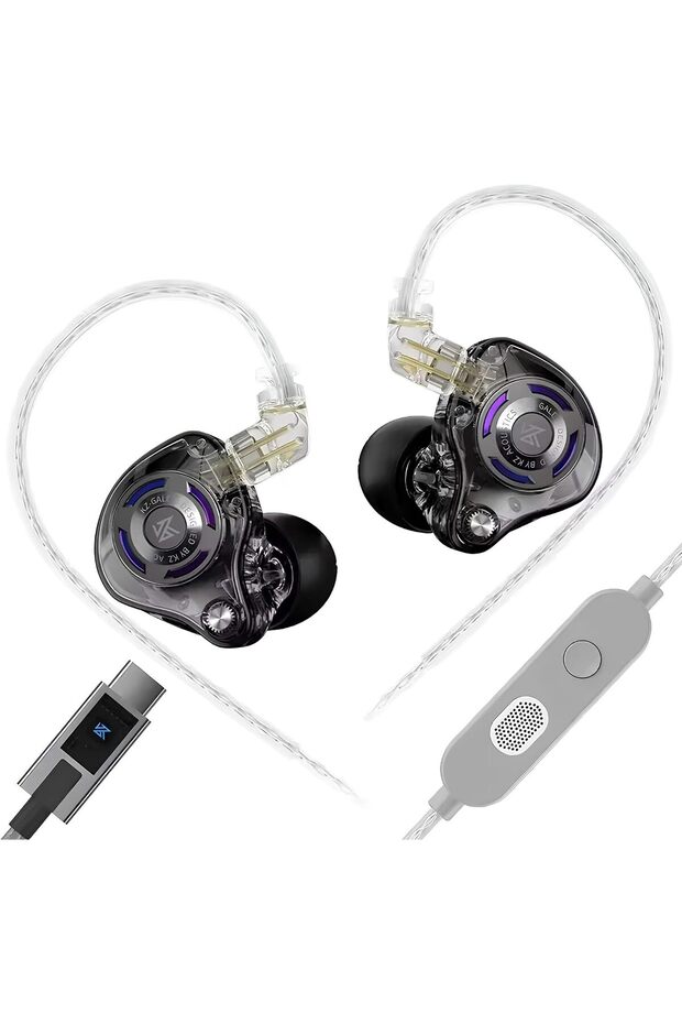 KZ Gale Gaming Earphones with Type-C DSP Sound Card – 10mm Driver HiFi Wired Gaming Headset with 6 EQ Modes, Detachable Cable, Sports Microphone for FPS & Competitive Gaming