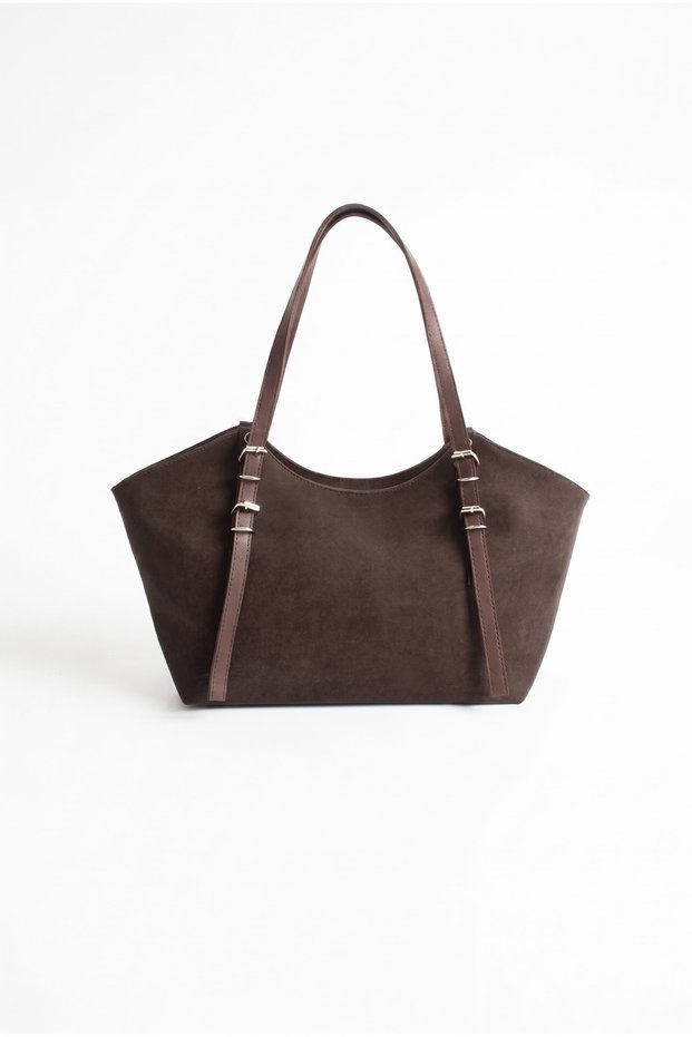 Carla Suede Buckle Detail Women's Clutch Bag and Shoulder Bag