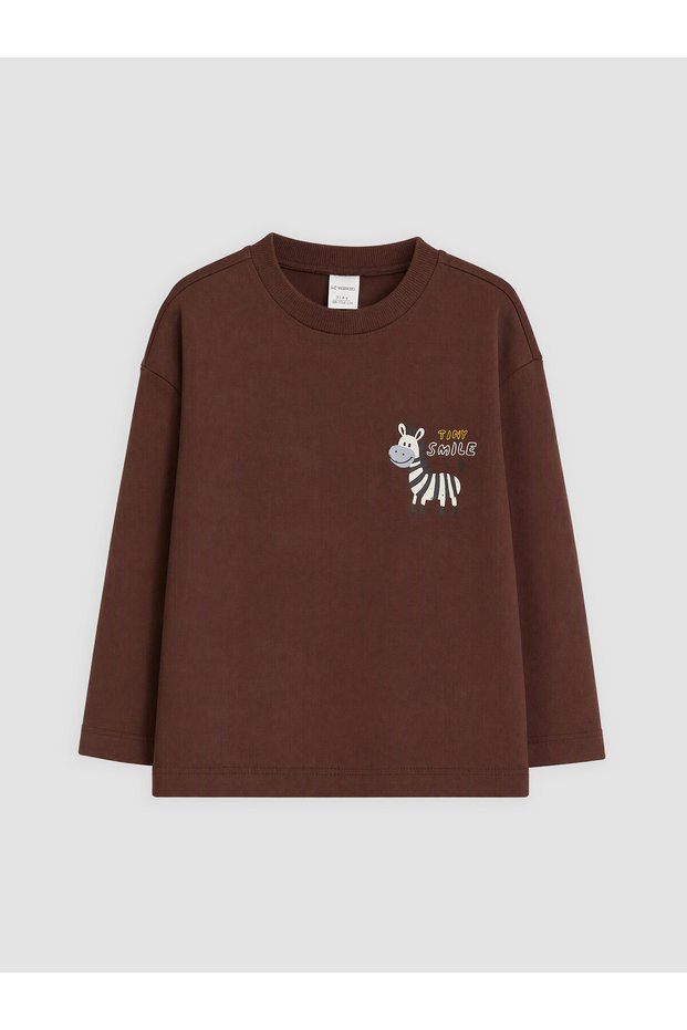 Peak New Season Brown Printed Boys' T-Shirt