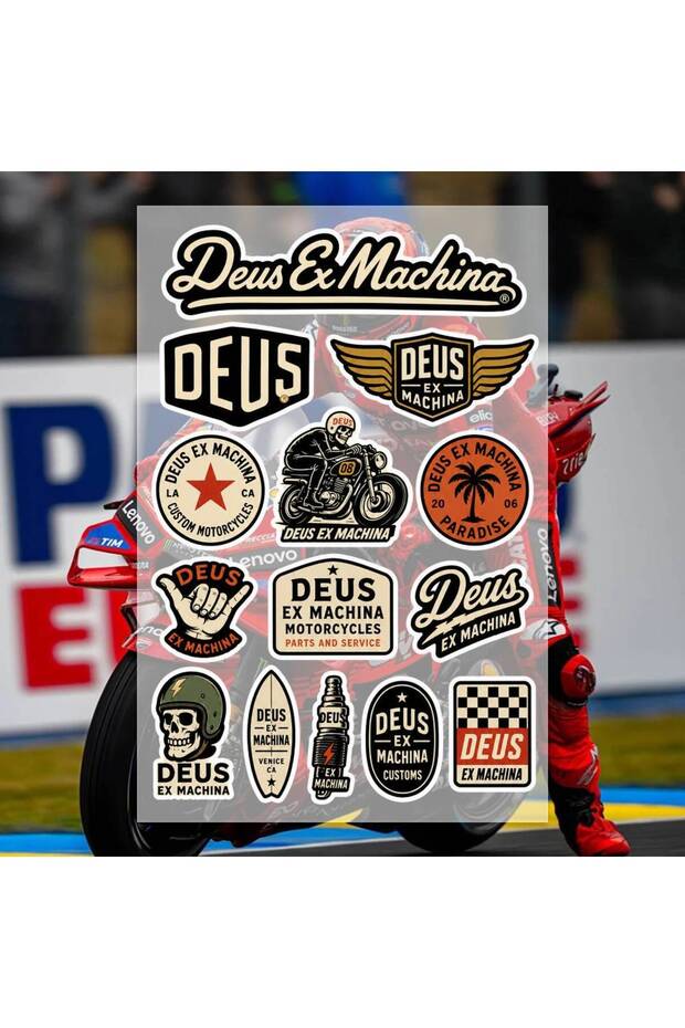 army green D-Deus ex M-Machina Decal Set High Quality Printed and Cut Stickers Motorcycle