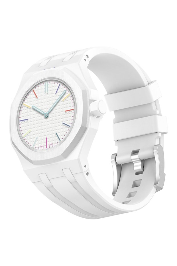 For Royal POP White-3 Original Soft Silicone Strap+PC Case for Swatch X Ap Royal Pop Swatch Pocket W
