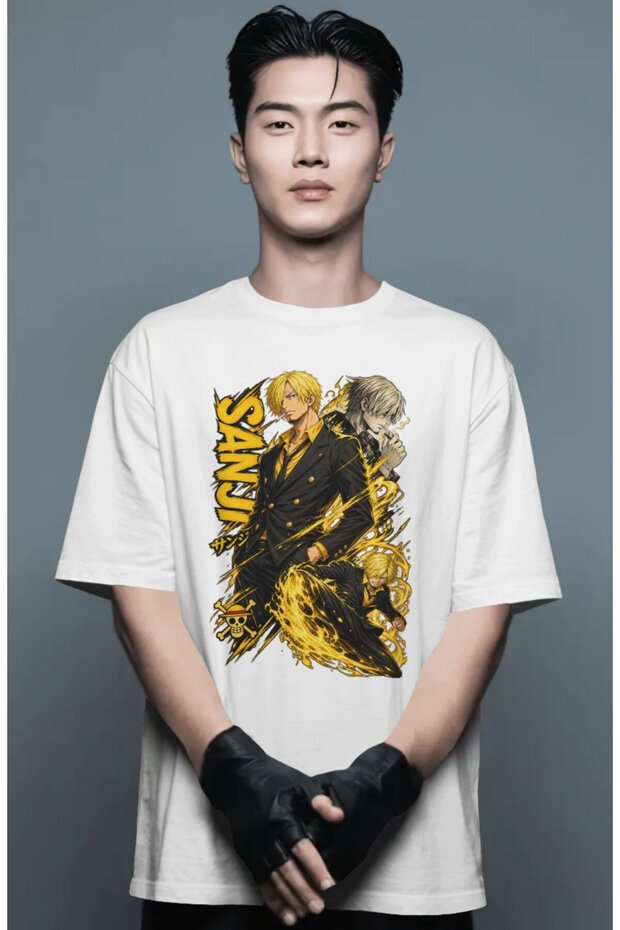 Unisex Oversized Vinsmoke Sanji One Piece Anime Character Pre-Printed Premium T-Shirt