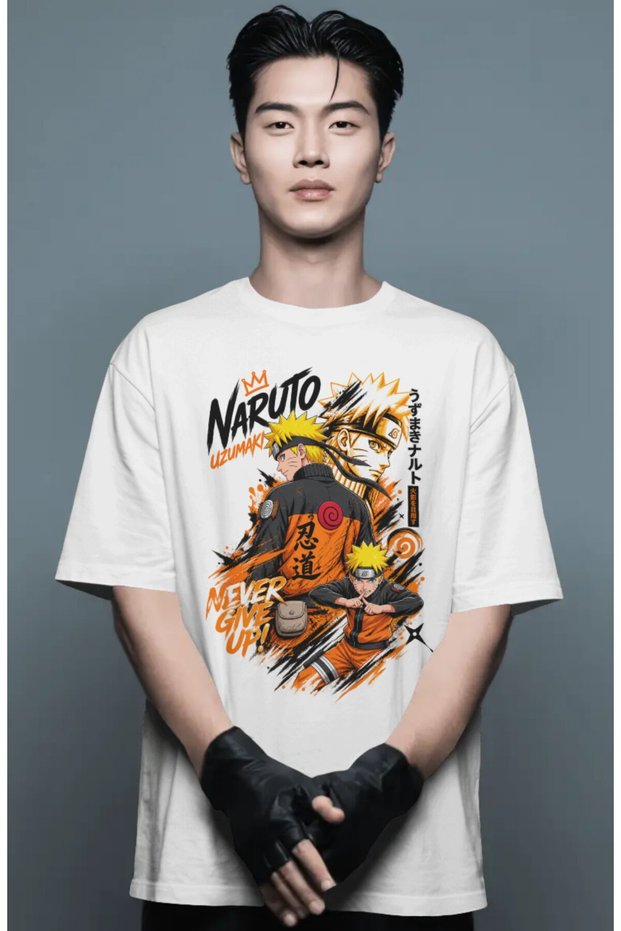Unisex Oversized Naruto Uzumaki Anime Character Pre-Printed Premium T-Shirt