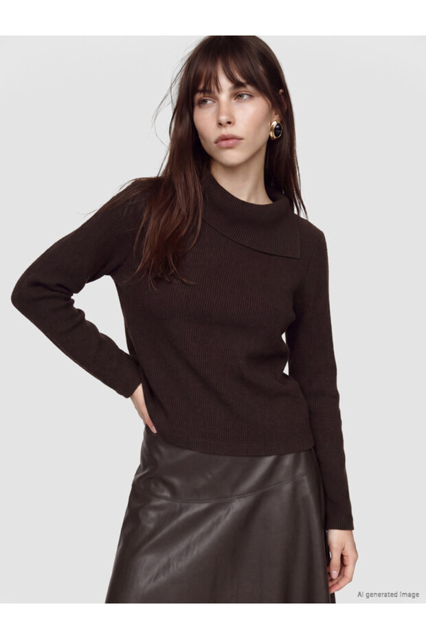 Fisherman Roba Collar Women's Knitwear Sweater for Style Seekers from Uzg Store