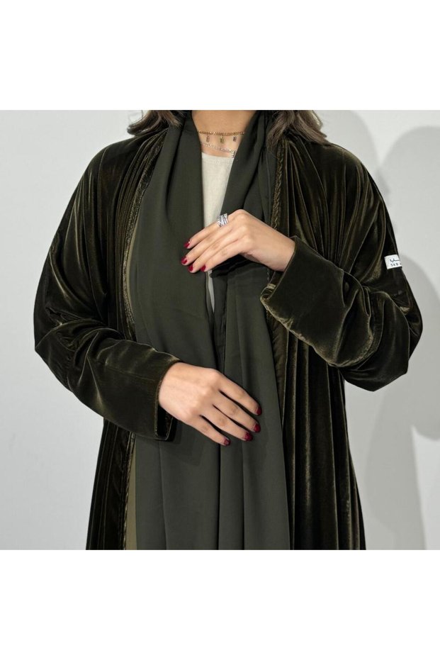 عباية مخمل زيتي