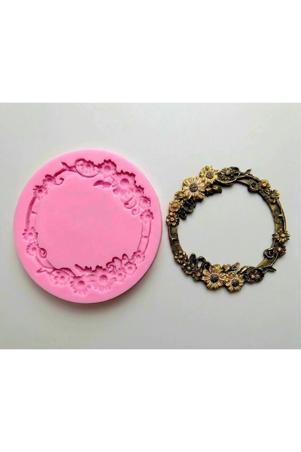 5 cm Round Miniature Frame Silicone Mold K-1657, Polyester, Fimo, Epoxy, Stone Powder, Plaster, and Wax Mold