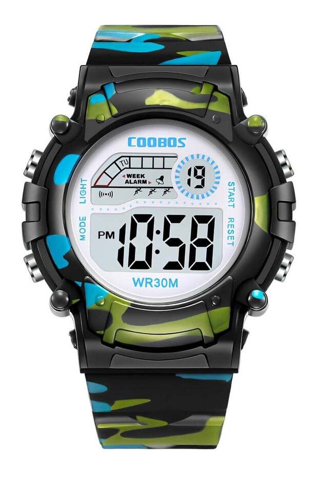 4 Pack Kids Water Resistant Rubber Digital Watch Multi Colour
