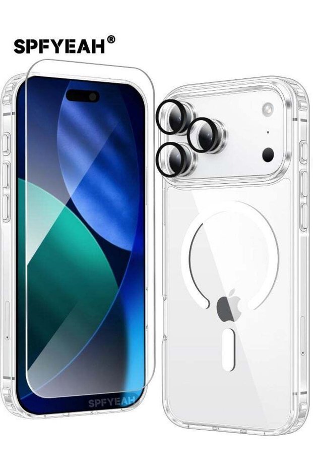 [3-in-1] iPhone 17 Pro Max Case with HD Tempered Glass Screen Protector & Camera Lens Protec