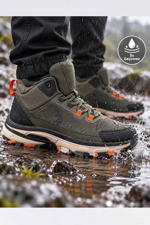 Men's Khaki Waterproof Outdoor Boots, Khaki Waterproof Trekking Hiking Boots