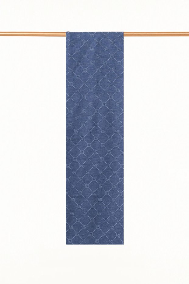 Monogram Patterned Cotton Shawl, Indigo